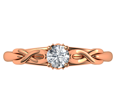 , 0.25 carat Leaf motif infinity Solitaire engagement ring