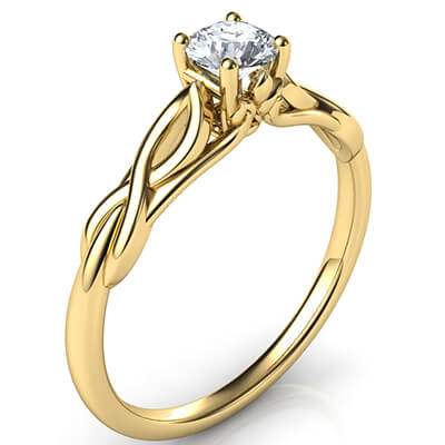 , 0.25 carat Leaf motif infinity Solitaire engagement ring