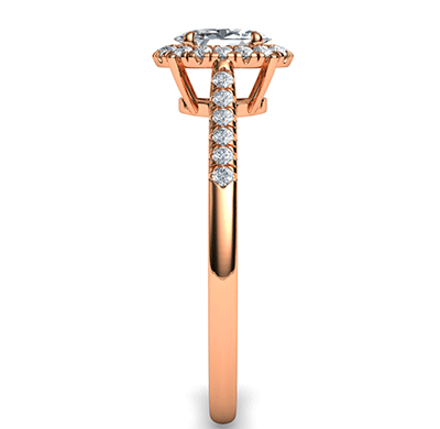Rose Gold Delicate Halo Engagement ring settings for smaller Oval diamonds, 0.20 to 0.60 carat