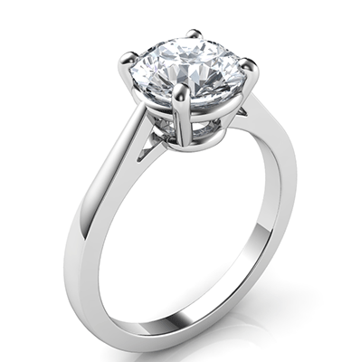 Solitaire cathedral low profile engagement ring for all diamond shapes