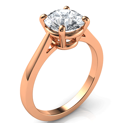 Solitaire cathedral low profile engagement ring for all diamond shapes