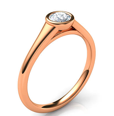 Rose Gold Cheap bezel set sleek engagement ring