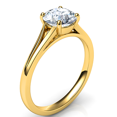 Split band Solitaire cathedral engagement ring for all diamond shapes-Stacy