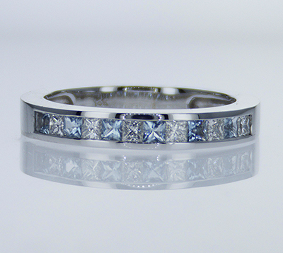 Wedding ring 8 Diamonds and Aquamarines