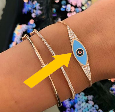 Eye bracelet with diamonds-Choose your enamel color