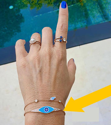 Eye bracelet with diamonds-Choose your enamel color
