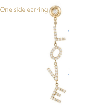 L O V E one side earring, 0.40carat