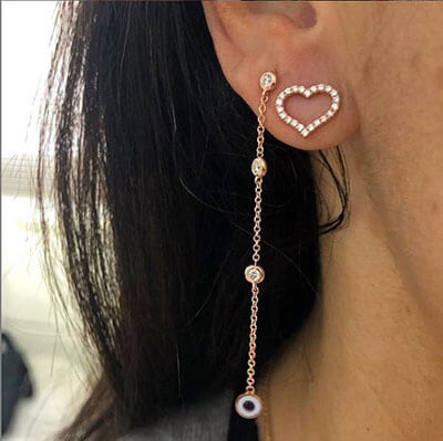 13x12mm heart diamond earring-one side