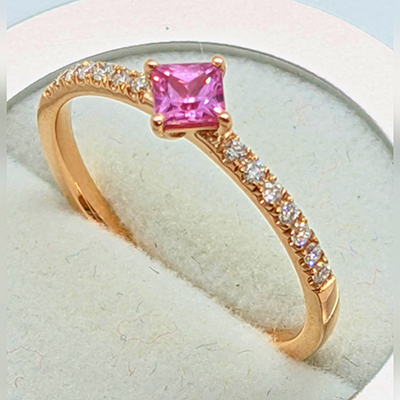 1/3 Carat pink Sapphires and diamonds ring