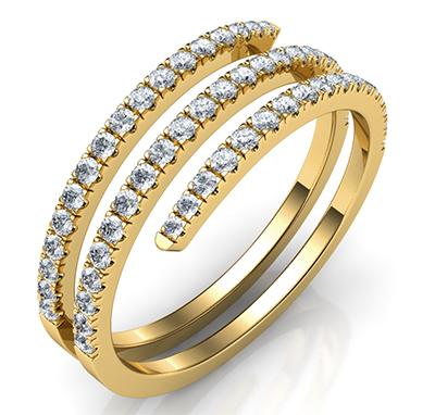 Spiral ring with 0.45 carat diamonds