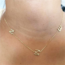 Picture of Three 10 mm letters necklace, in 14K white, Rose or Yellow Gold