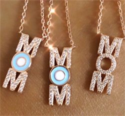 Picture of MOM pendant, diamonds & enamel