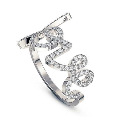 LOVE with diamonds ring. 0.40 carat