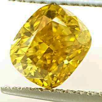 1.01 Carats, Cushion Diamond with Very Good Cut, Fancy Vivid Yellow Color enhanced, SI1 Clarity and Certified By CGL, Stock 370271