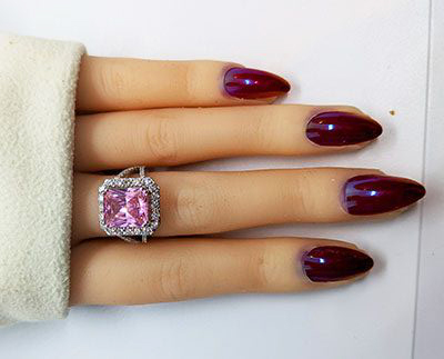 10 carat pink Spinnel and 1.25 side diamonds cocktail ring