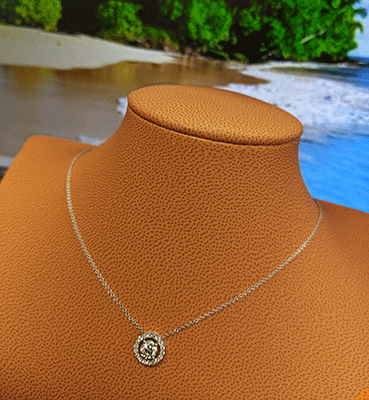 Diamond halo pendant, 0.50 center +0.20