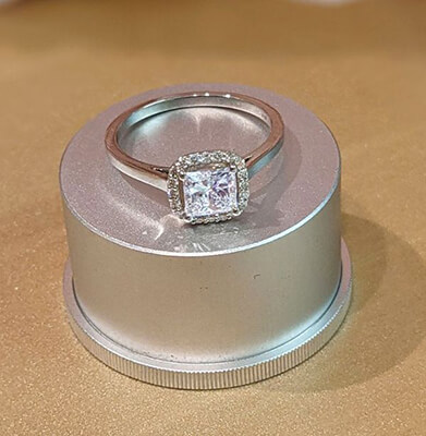 Ready to Ship.1.02 D VS2 Princess solitaire engagement ring, In - 14K White Yellow and Rose gold.