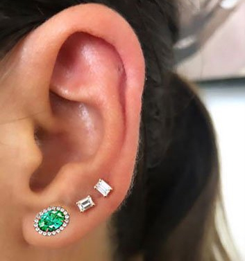 Two Oval shaped Emeralds 2.5 carat earrings