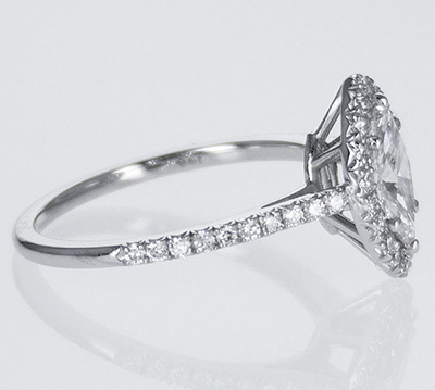 Listo para enviar, diamante marquesa de 0,56 quilates D VS2 +0,35 lados, anillo de compromiso, en oro blanco de 14 k