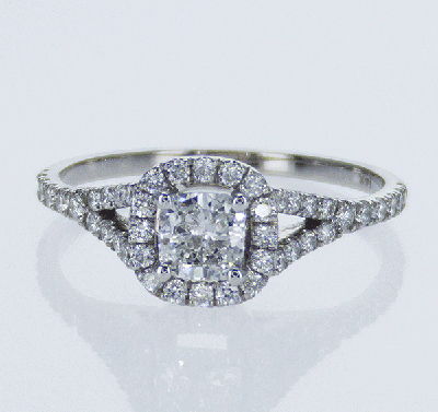 Ready to ship,  0.44 carat Cushion D VS2 +0.40 carat sides