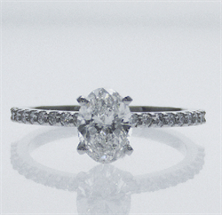 Picture of Ready to Ship.1.01 D VS2 Oval solitaire engagement ring, In 14k White gold.