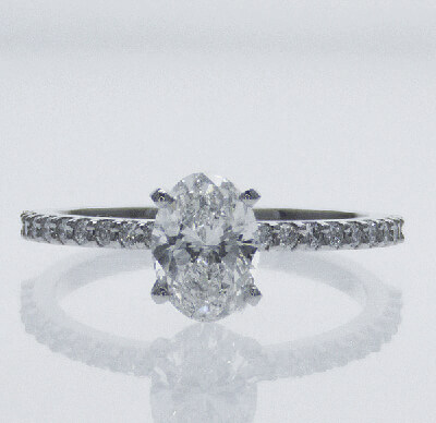 Ready to Ship.1.01 D VS2 Oval solitaire engagement ring, In - 14K White gold.