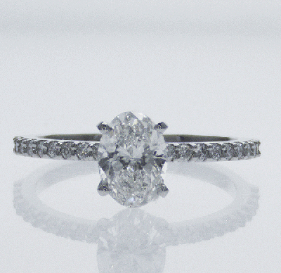 Ready to Ship.1.01 D VS2 Oval solitaire engagement ring, In 14k White gold.