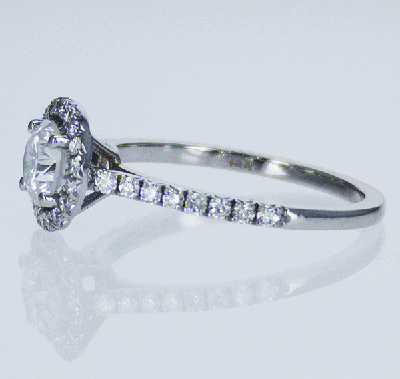 Ready to ship, 0.61 carat Round diamond D SI1 C.E, +0.30 sides, engagement ring, in 14k White Gold