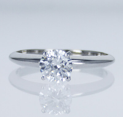 Ready to ship 0.71 carat F VS2 Ideal-Cut. In - 14K White Gold