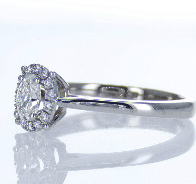 Ready to ship, 0.30 carat Oval diamond G VS1 +0.12 Carat sides engagement ring, in - 14K White Gold