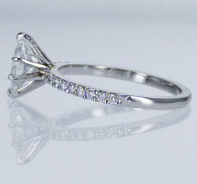 Ready to ship, 0.64 carat Marquise diamond D SI2 +0.20 Carat sides engagement ring, in - 14K White Gold