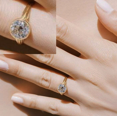Anillo de compromiso con bisel de réplica vintage de perfil bajo para la mayoría de las formas