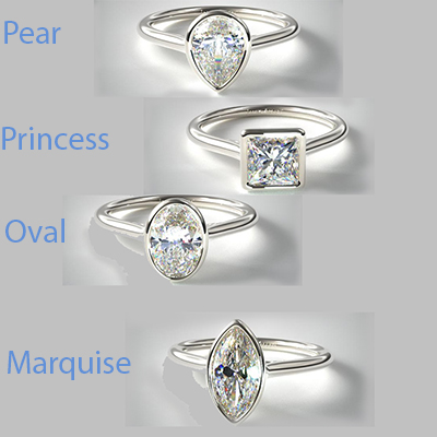 Bezel solitaire engagement ring for all shapes