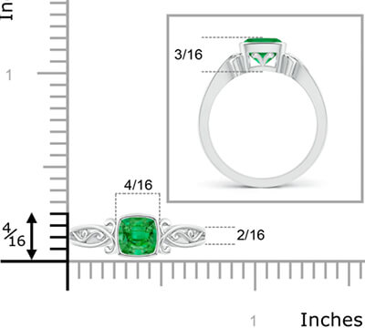 5.5 mm Chatham Emerald  Cushion Celtic motifs solitaire engagement ring setting