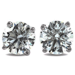 Picture of Pair of natural diamond earrings 2.00 carats total, H SI1 Ideal-Cut, in 14k White,Yellow or Rose Gold
