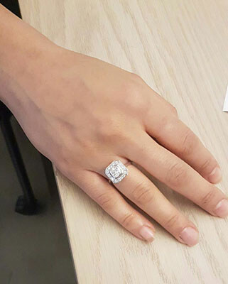 Pippa Middleton 2.00 carat Asscher Cut Moissanite center engagement ring