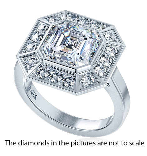 Pippa Middleton 2.00 carat Asscher Cut Moissanite center engagement ring