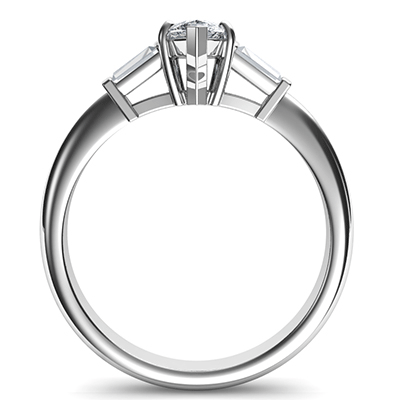 Cathedral Engagement ring  with two tapered Baguette diamonds 0.24 carat