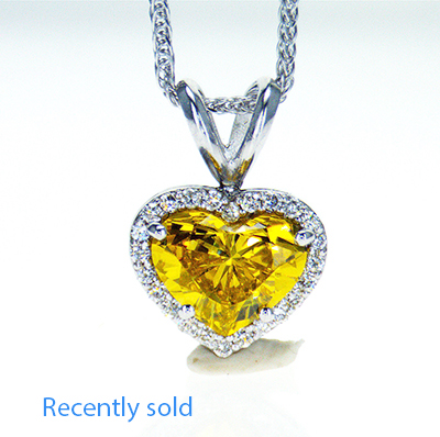 Vivid Yellow natural diamond Heart pendant, 1.27 carat SI