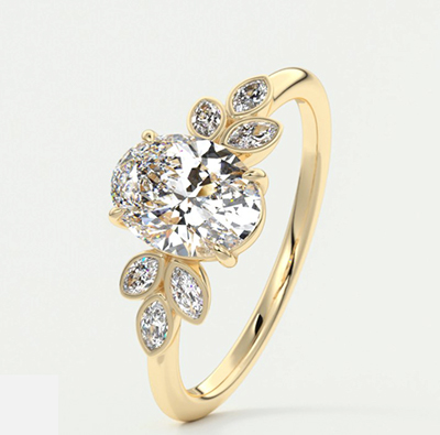 Engagement ring for all shapes with 0.60  side diamonds