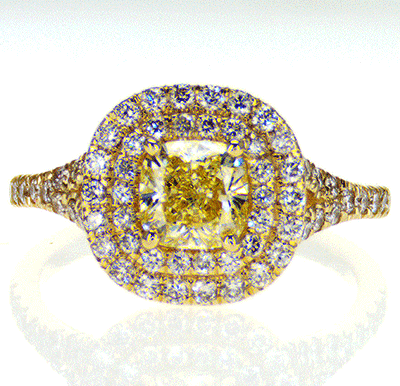 Double Halo Engagement ring, 0.70 carat diamonds