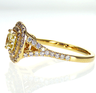 Double Halo Engagement ring, 0.70 carat diamonds