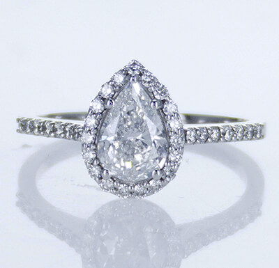 Ready to ship, 0.78 carat D SI1+0.30 sides, in - 14K White Gold