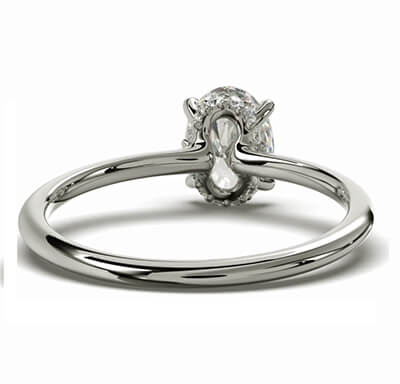 Low Profile, Hidden Halo Oval Engagement Ring Setting
