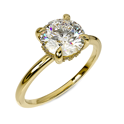Engaste de anillo de compromiso con halo oculto de bajo perfil