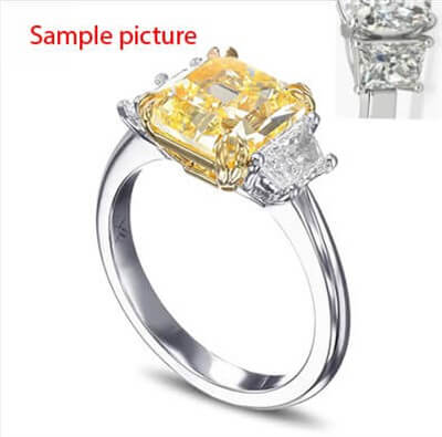 Engastes de anillo de compromiso con lados trapezoidales para: diamantes de talla princesa, cojín, esmeralda, radiante y Asscher