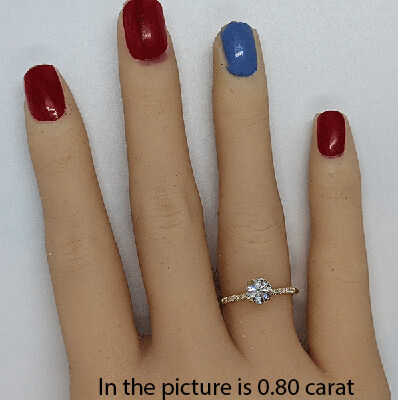 0.35 G VS2, Ideal-Cut, with 0.20 cts sides G VS2, In - 14K White Yellow or Rose gold.