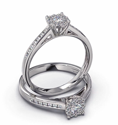 Foto 0,22 quilates totales, F SI1 corte muy bueno, anillo de compromiso de diamantes naturales de