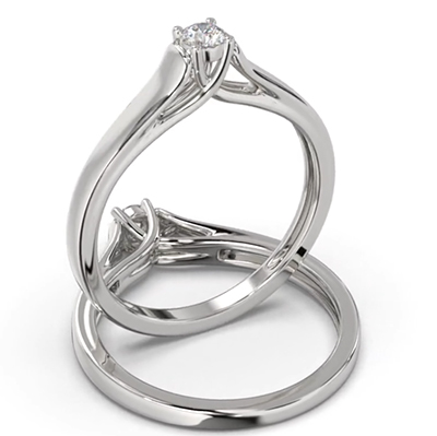0.10 carat F SI1 natural diamond, Trellis finished engagement ring