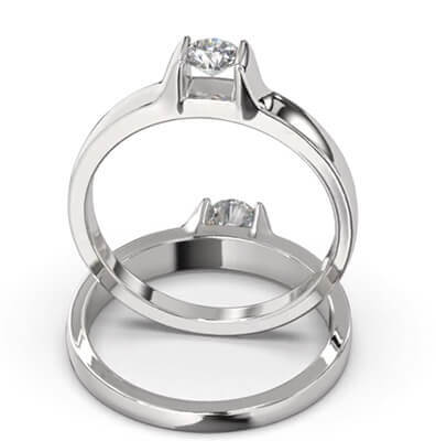 Solitaire engagement ring with 0.20 carat natural diamond, F SI1 Very-Good Cut